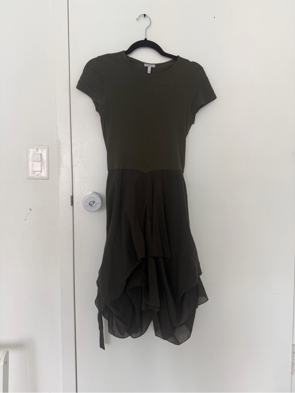 Morgane Le Fay Olive Green Layered High-Low Dress